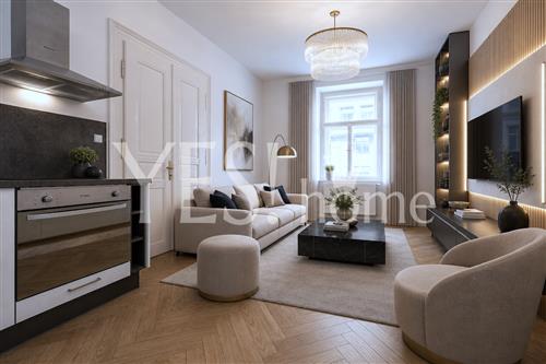 Pronájem luxusního, nezařízeného bytu 2+kk, 44 m2, Lípová, Praha 2 - Nové Město.